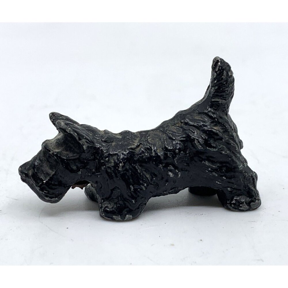 Vintage Cast Metal Scottie Terrier Dog Figurines 2pc Brown Black 2” 1” Tall - Picture 8 of 14